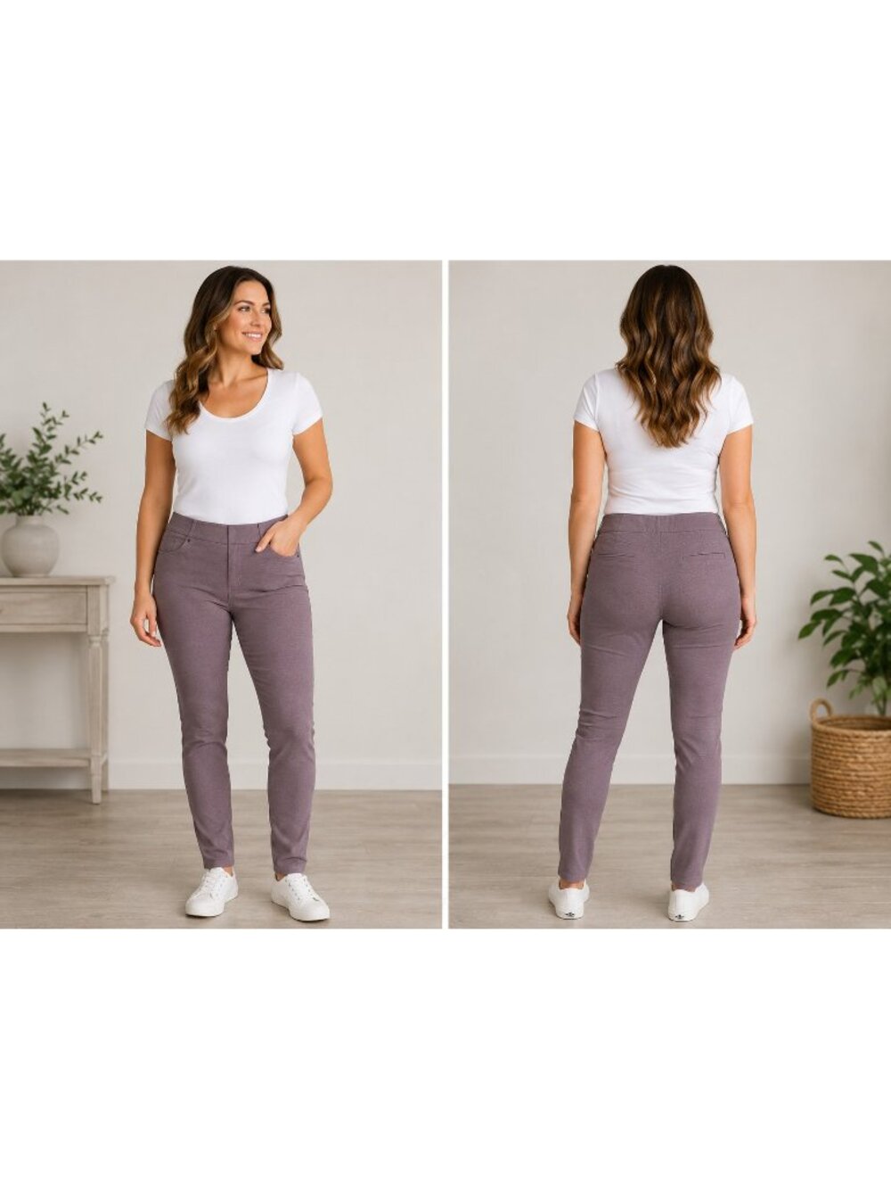 Maurices Bengaline Skinny Ankle Pant Women's Size LG Purple Pull On Stretch NWT